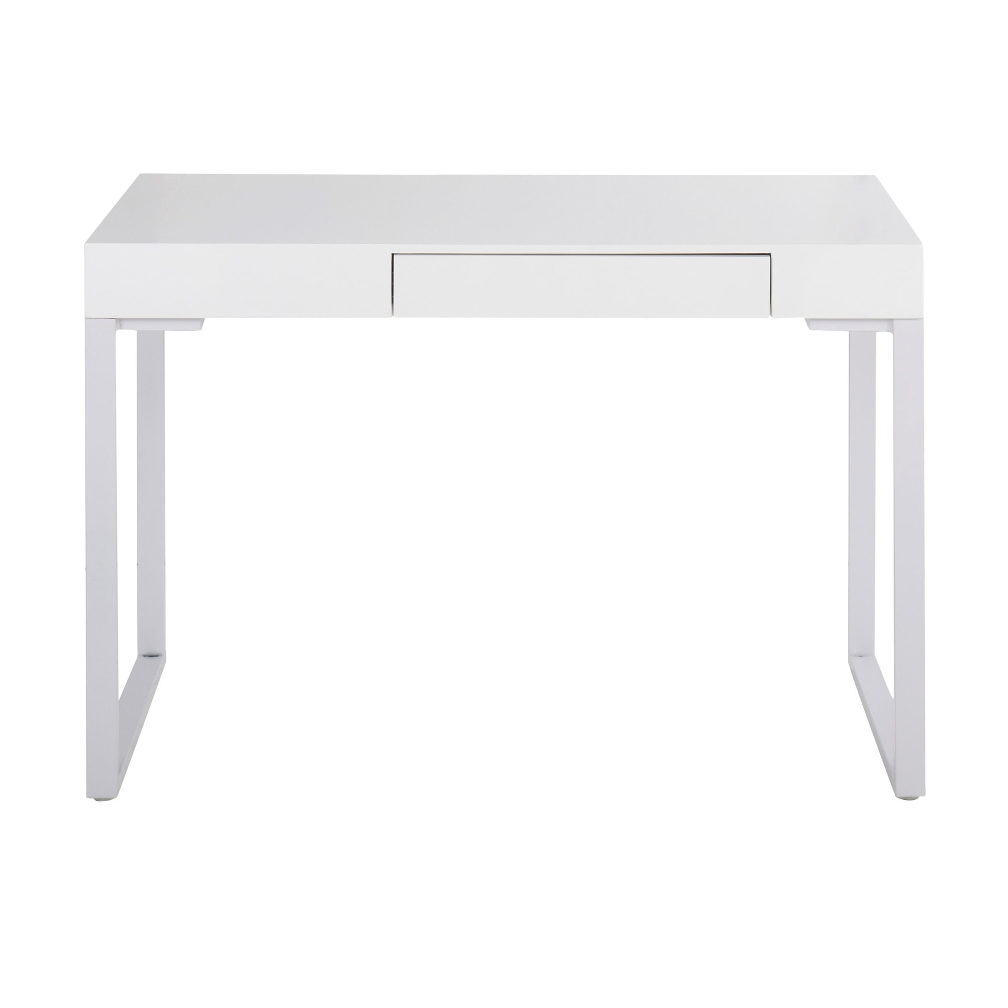 Drift Contemporary White Steel and Wood Desk with Drawer 11 Drift Contemporary White Steel and Wood Desk with Drawer - Image 11
