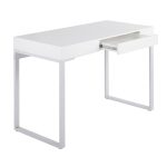 Drift Contemporary White Steel and Wood Desk with Drawer 28 Drift Contemporary White Steel and Wood Desk with Drawer