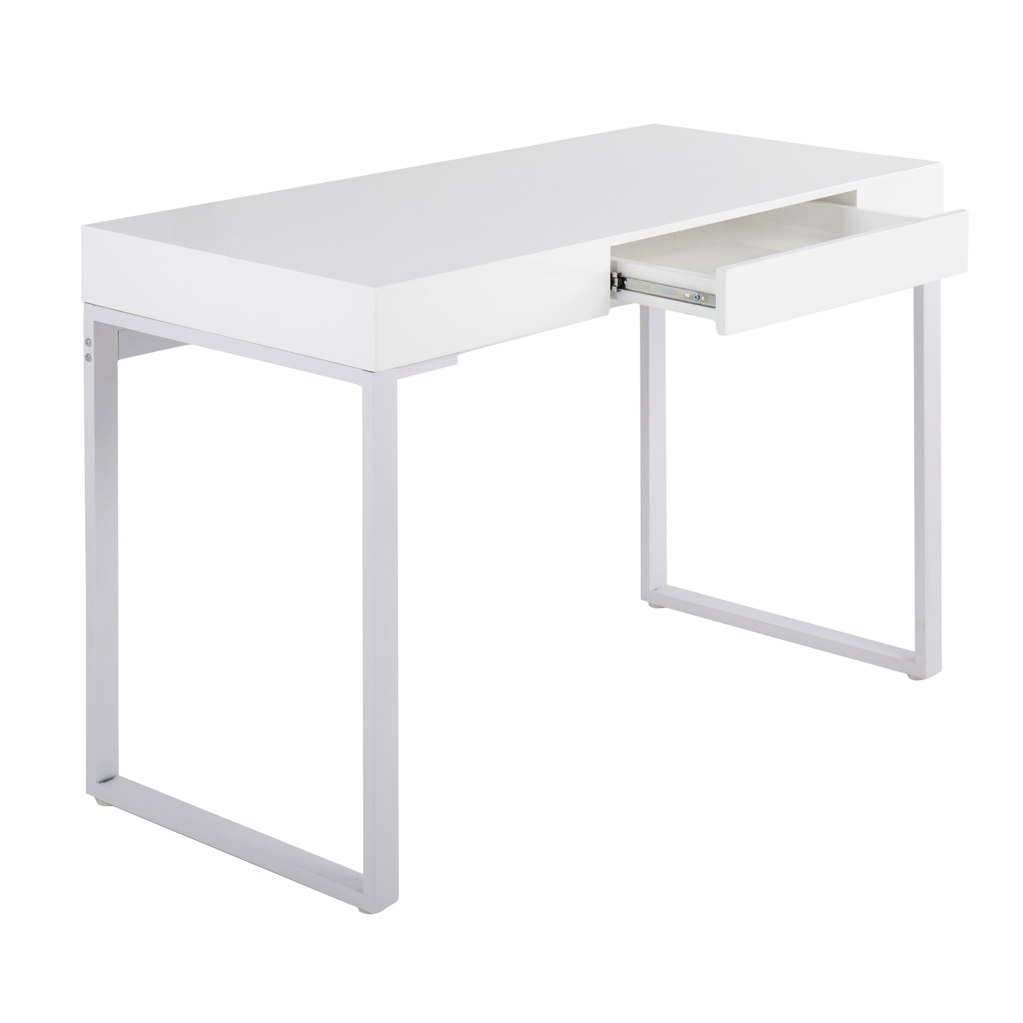 Drift Contemporary White Steel and Wood Desk with Drawer 13 Drift Contemporary White Steel and Wood Desk with Drawer - Image 13