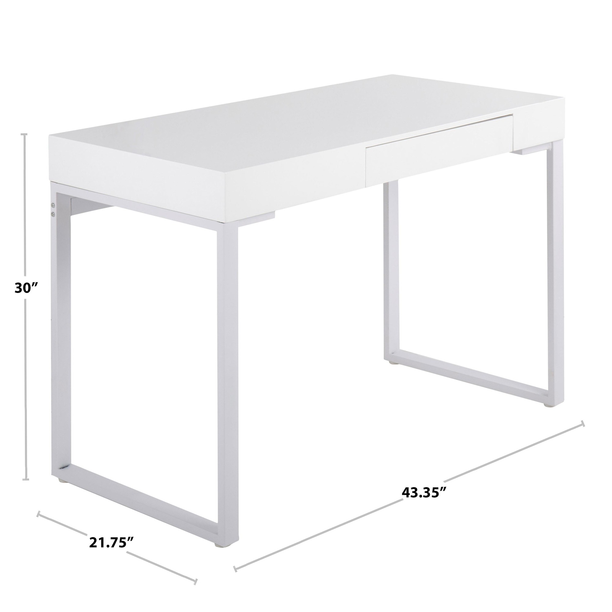Drift Contemporary White Steel and Wood Desk with Drawer 14 Drift Contemporary White Steel and Wood Desk with Drawer - Image 14