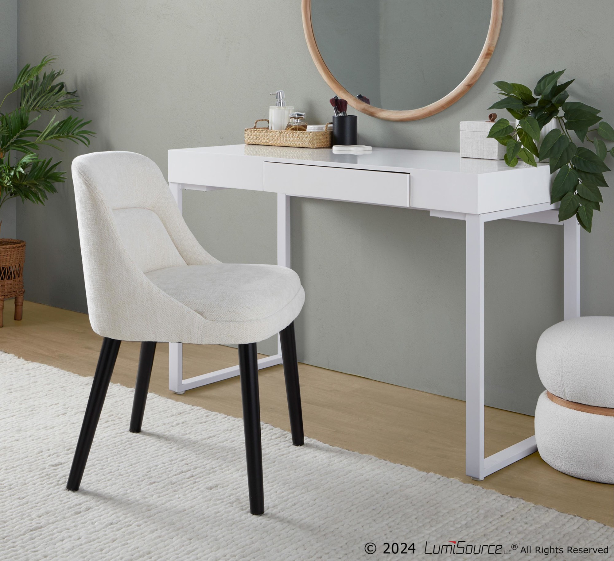 Drift Contemporary White Steel and Wood Desk with Drawer 4 Drift Contemporary White Steel and Wood Desk with Drawer - Image 4