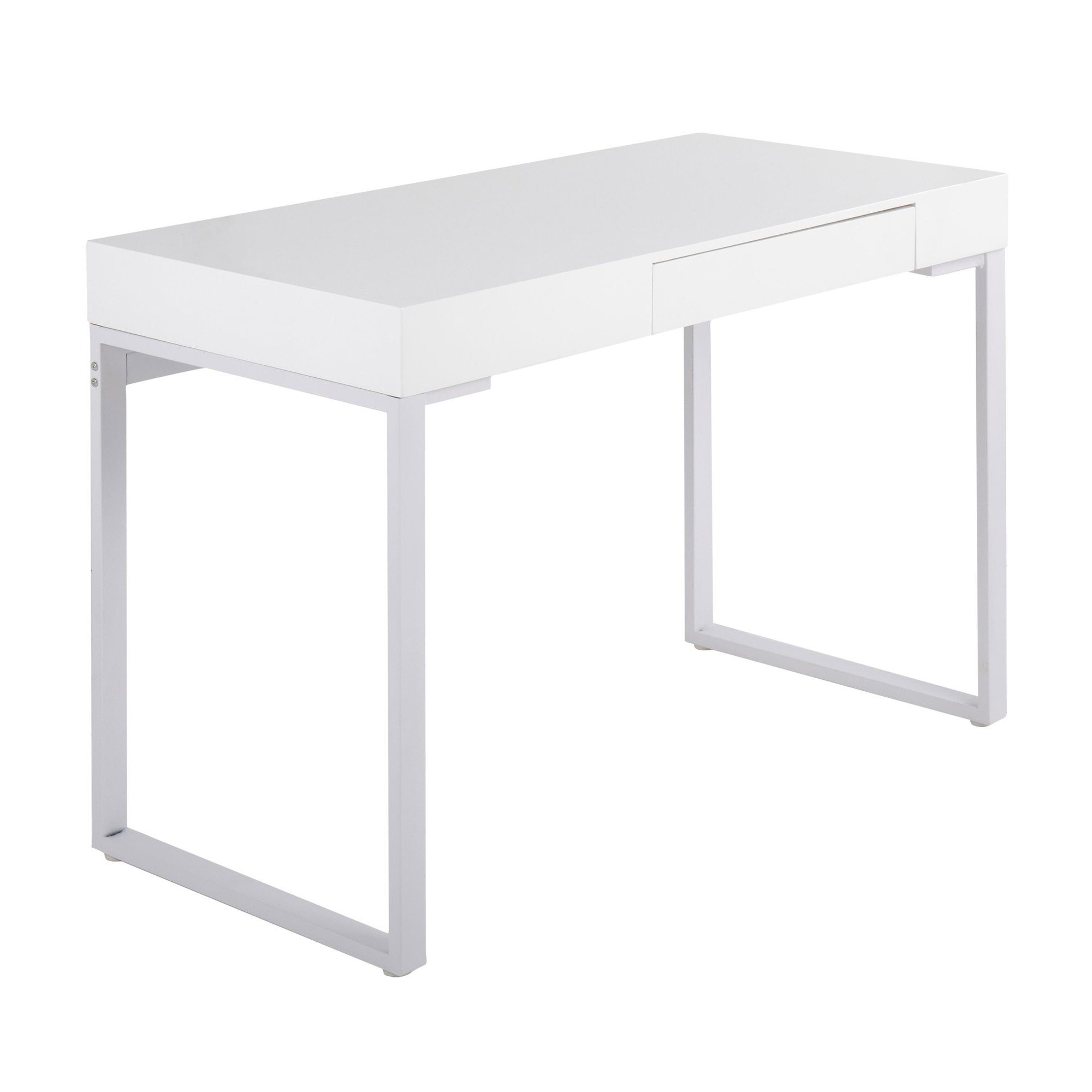 Drift Contemporary White Steel and Wood Desk with Drawer 7 Drift Contemporary White Steel and Wood Desk with Drawer - Image 7
