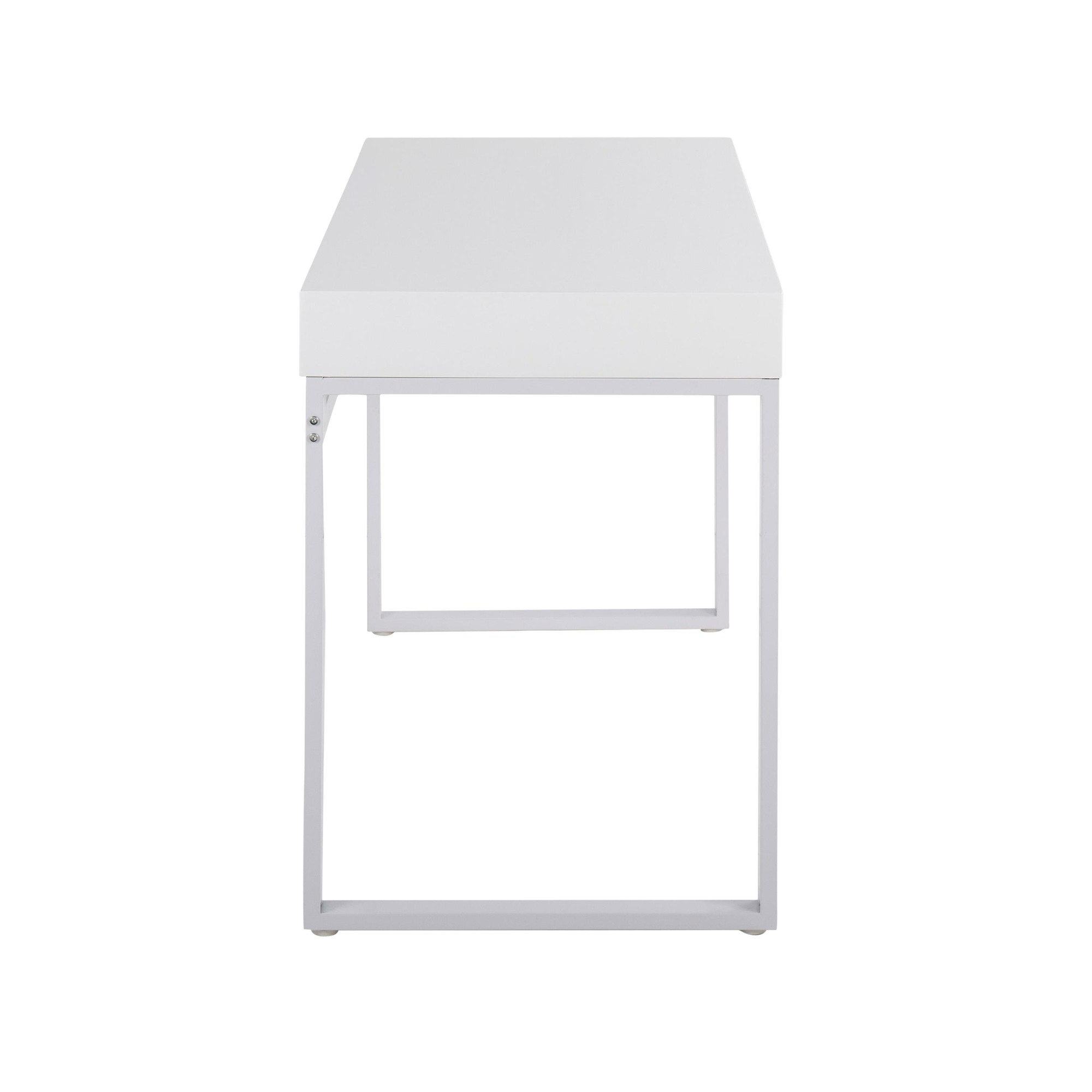 Drift Contemporary White Steel and Wood Desk with Drawer 8 Drift Contemporary White Steel and Wood Desk with Drawer - Image 8