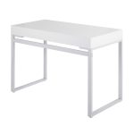 Drift Contemporary White Steel and Wood Desk with Drawer 24 Drift Contemporary White Steel and Wood Desk with Drawer