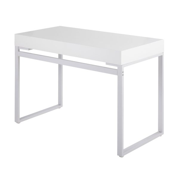 Drift Contemporary White Steel and Wood Desk with Drawer 8