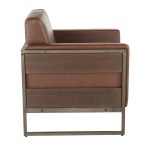 Drift Industrial Brown Faux Leather Lounge Chair Antique Metal Espresso Wood 9 Drift Industrial Brown Faux Leather Lounge Chair Antique Metal Espresso Wood