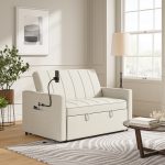 Duane White Linen Look Fabric Pull-Out Sleeper Sofa 6 Duane White Linen Look Fabric Pull-Out Sleeper Sofa