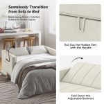 Duane White Linen Look Fabric Pull-Out Sleeper Sofa 10 Duane White Linen Look Fabric Pull-Out Sleeper Sofa