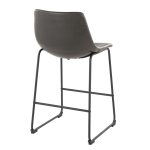 Duke 26 Inch Black Metal Grey Faux Leather Counter Stool 12 Duke 26 Inch Black Metal Grey Faux Leather Counter Stool