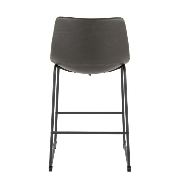 Duke 26 Inch Black Metal Grey Faux Leather Counter Stool 3