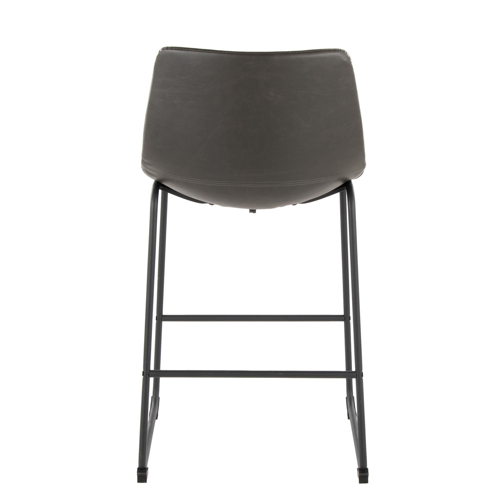 Duke 26 Inch Black Metal Grey Faux Leather Counter Stool 4 Duke 26 Inch Black Metal Grey Faux Leather Counter Stool - Image 4