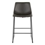 Duke 26 Inch Black Metal Grey Faux Leather Counter Stool 14 Duke 26 Inch Black Metal Grey Faux Leather Counter Stool