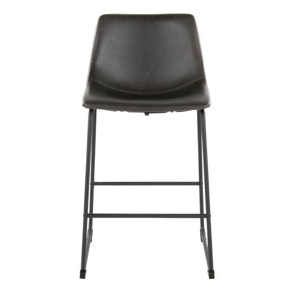 Duke 26 Inch Black Metal Grey Faux Leather Counter Stool 4