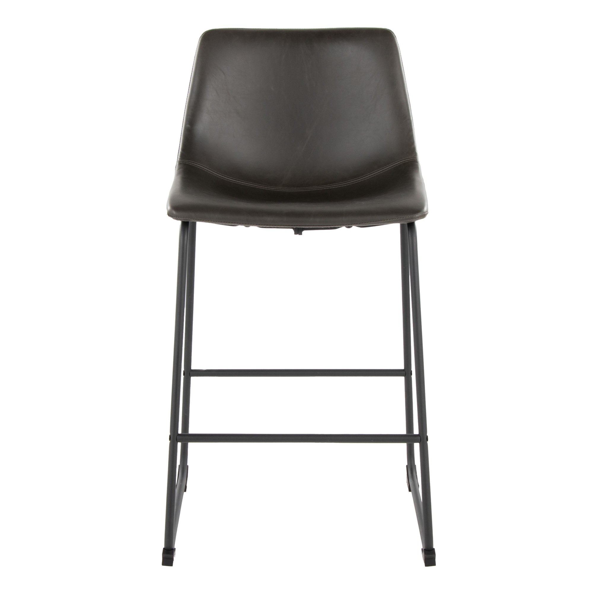 Duke 26 Inch Black Metal Grey Faux Leather Counter Stool 5 Duke 26 Inch Black Metal Grey Faux Leather Counter Stool - Image 5