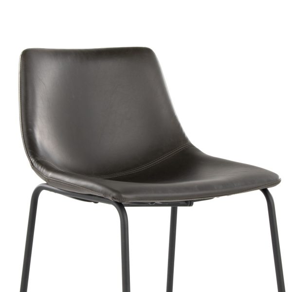 Duke 26 Inch Black Metal Grey Faux Leather Counter Stool 5