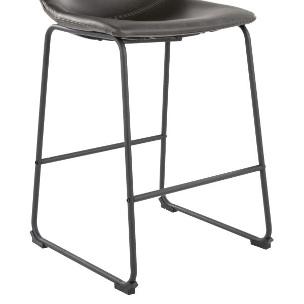 Duke 26 Inch Black Metal Grey Faux Leather Counter Stool 6