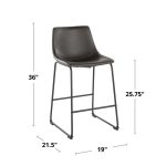 Duke 26 Inch Black Metal Grey Faux Leather Counter Stool 17 Duke 26 Inch Black Metal Grey Faux Leather Counter Stool