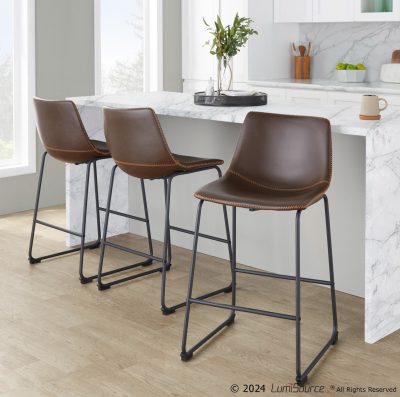 Duke 26 Industrial Black Espresso Faux Leather Counter Stool