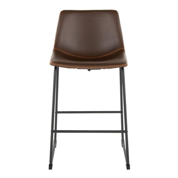 Duke 26 Industrial Black Espresso Faux Leather Counter Stool 5