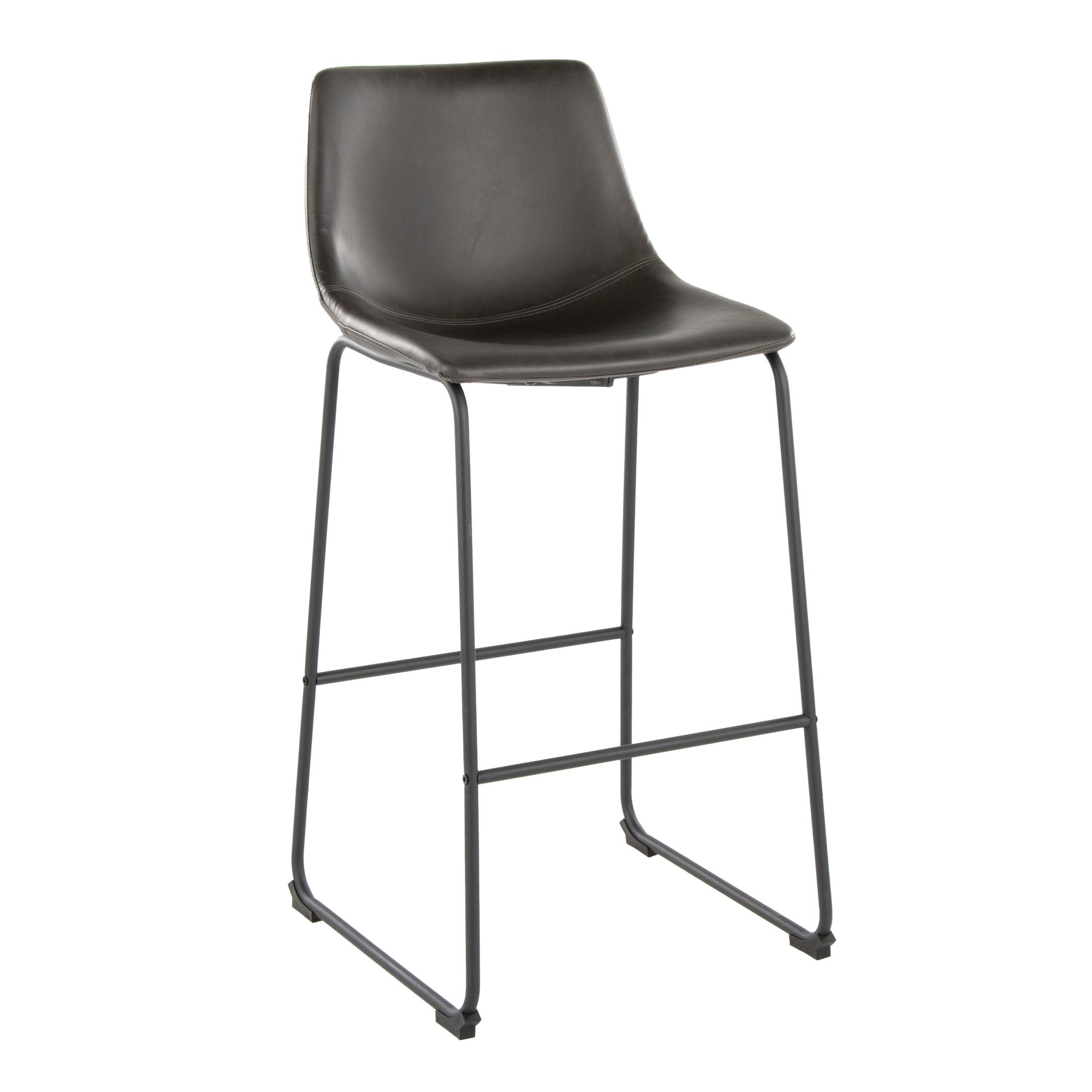 Duke 30 Contemporary Black Metal Grey Faux Leather Barstool 2 Duke 30 Contemporary Black Metal Grey Faux Leather Barstool - Image 2