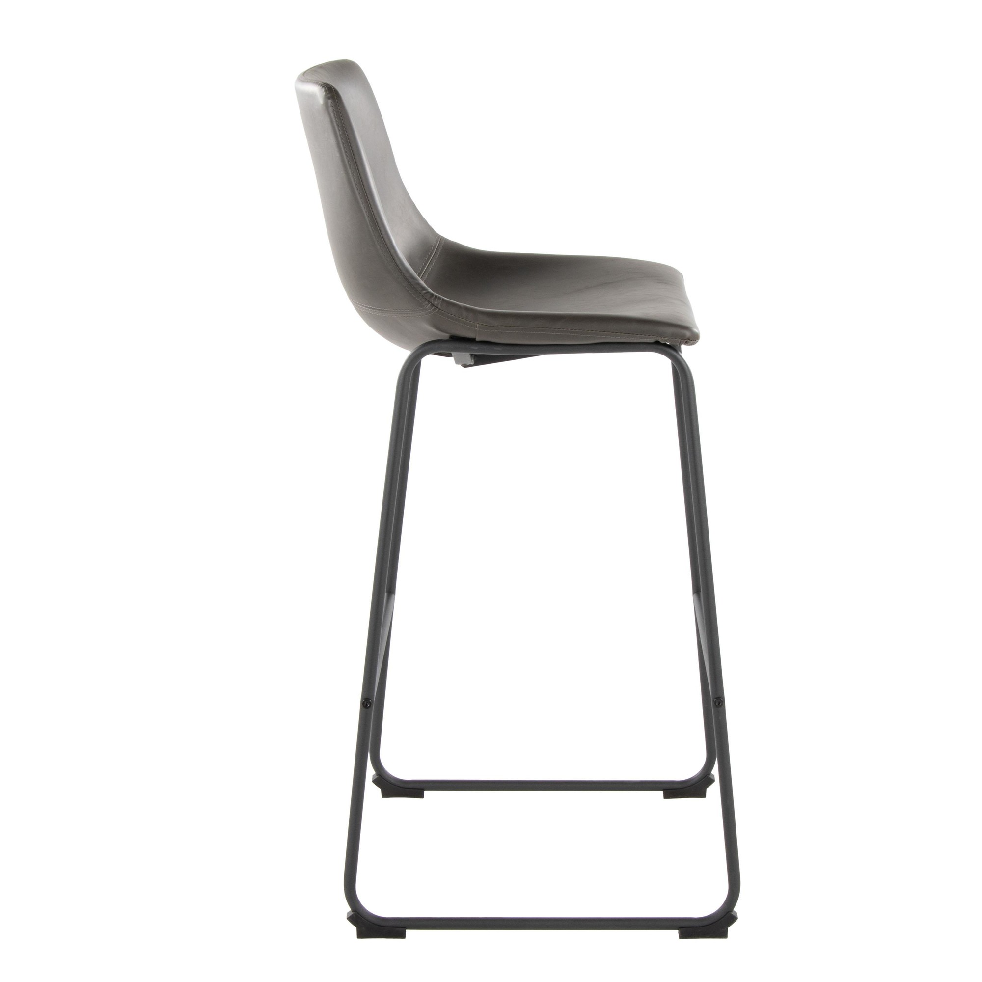 Duke 30 Contemporary Black Metal Grey Faux Leather Barstool 3 Duke 30 Contemporary Black Metal Grey Faux Leather Barstool - Image 3