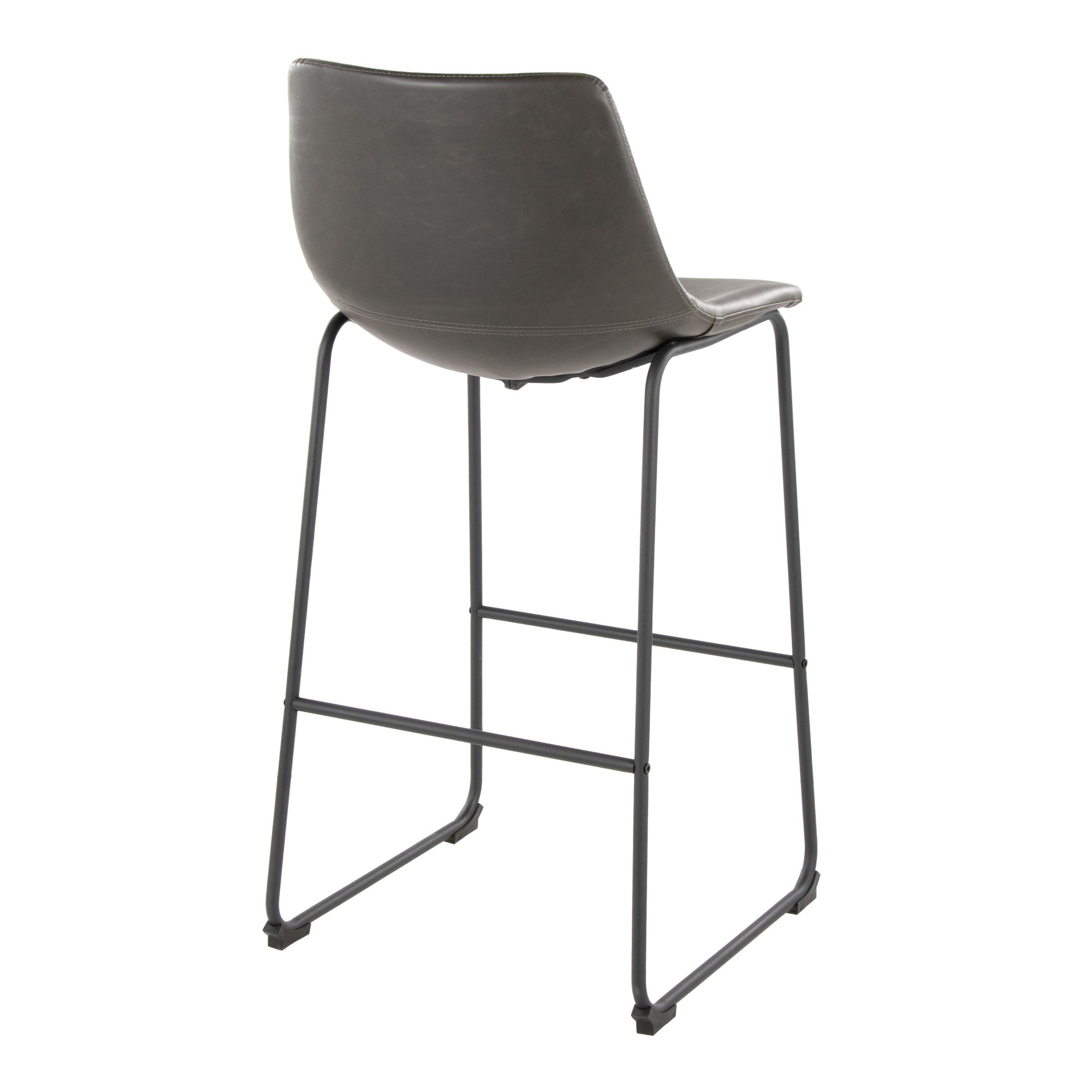 Duke 30 Contemporary Black Metal Grey Faux Leather Barstool 4 Duke 30 Contemporary Black Metal Grey Faux Leather Barstool - Image 4