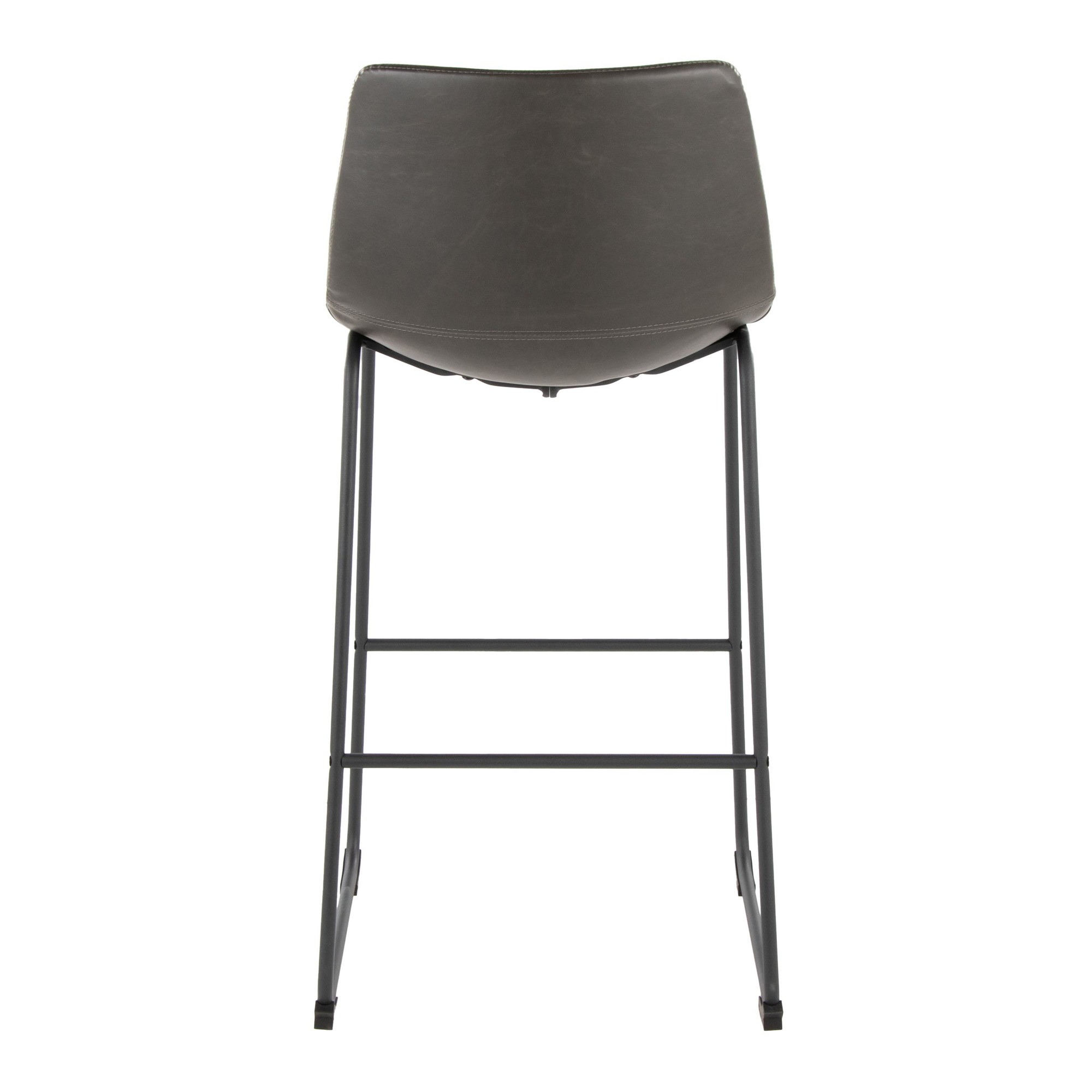 Duke 30 Contemporary Black Metal Grey Faux Leather Barstool 5 Duke 30 Contemporary Black Metal Grey Faux Leather Barstool - Image 5