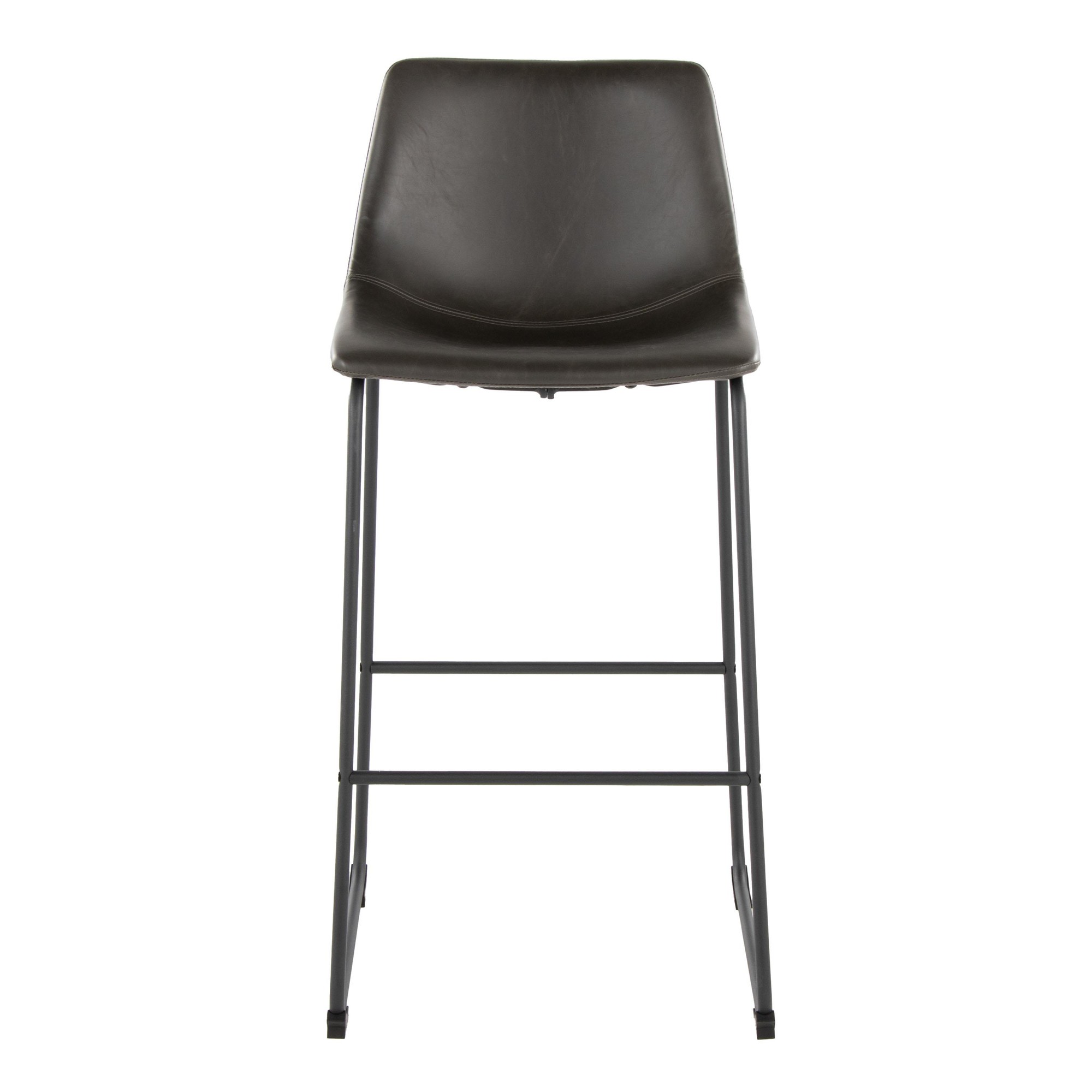 Duke 30 Contemporary Black Metal Grey Faux Leather Barstool 6 Duke 30 Contemporary Black Metal Grey Faux Leather Barstool - Image 6