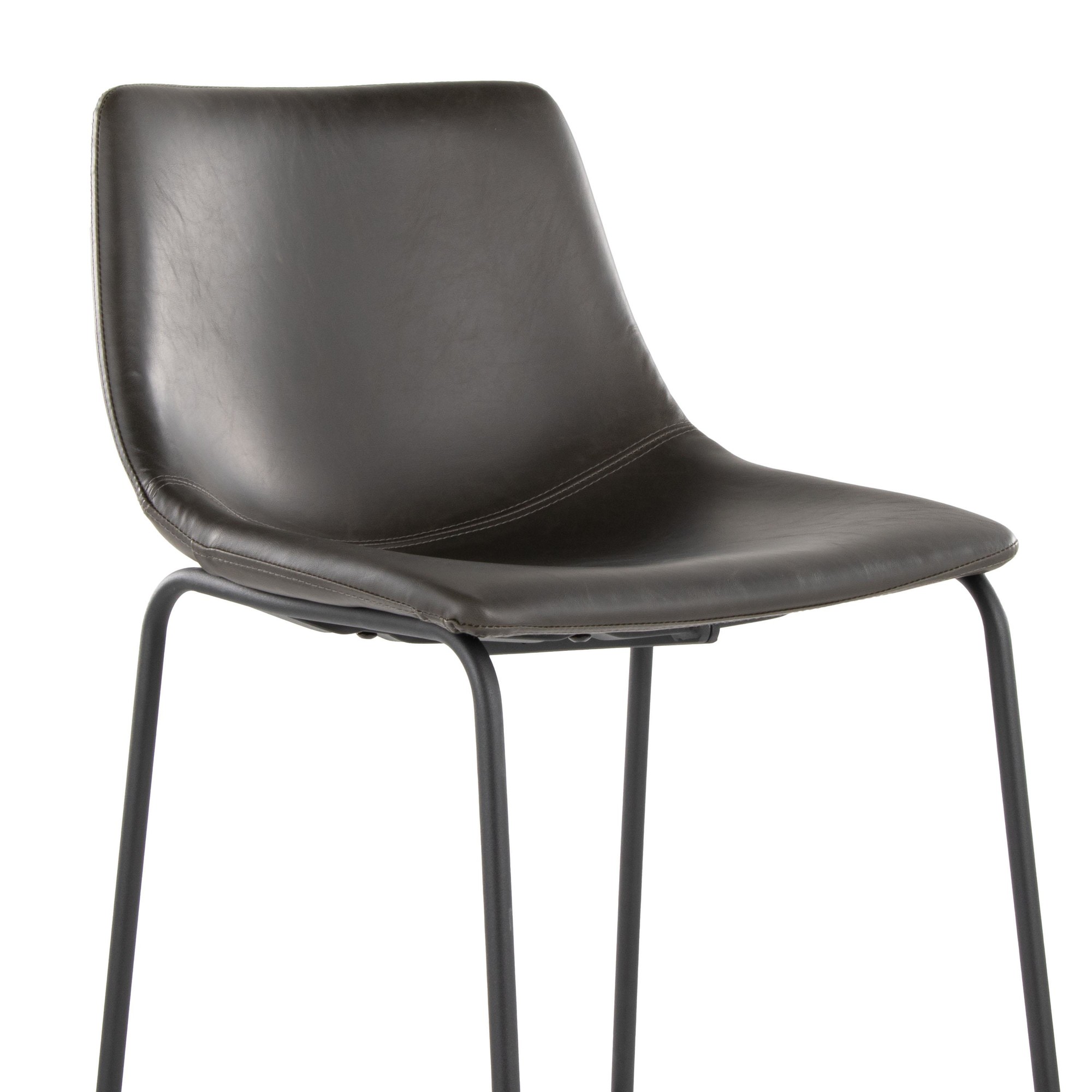 Duke 30 Contemporary Black Metal Grey Faux Leather Barstool 7 Duke 30 Contemporary Black Metal Grey Faux Leather Barstool - Image 7