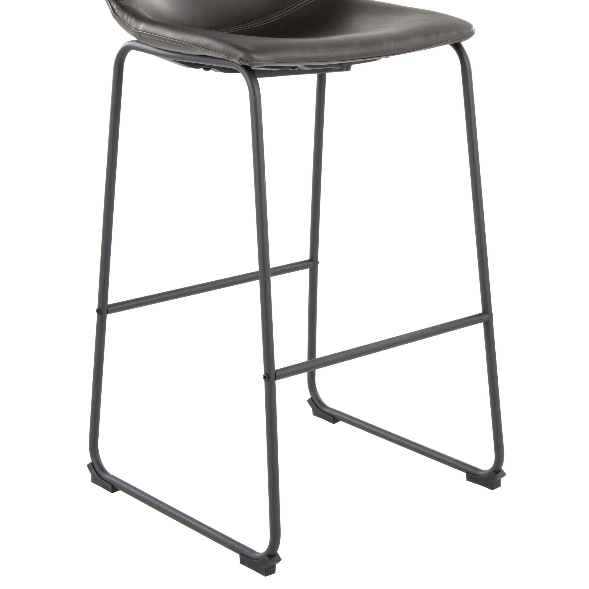 Duke 30 Contemporary Black Metal Grey Faux Leather Barstool 8 Duke 30 Contemporary Black Metal Grey Faux Leather Barstool - Image 8