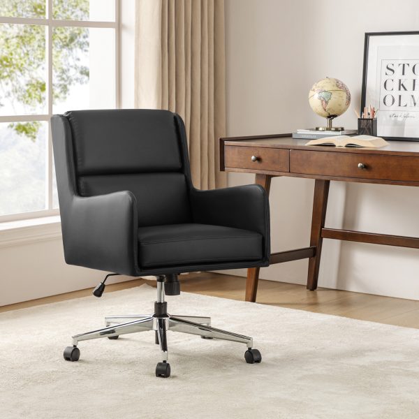 Duke Black Faux Leather Ergonomic Home Office Chair 1