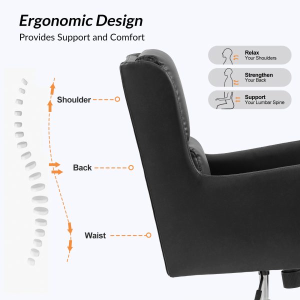Duke Black Faux Leather Ergonomic Home Office Chair 2