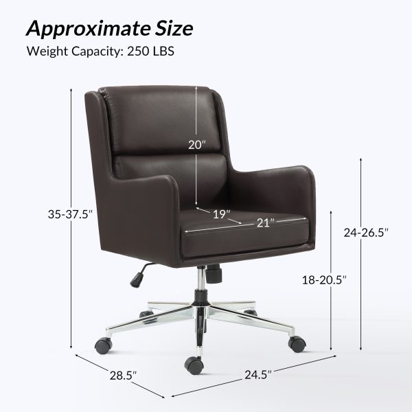 Duke Brown Faux Leather Ergonomic Home Office Chair 4