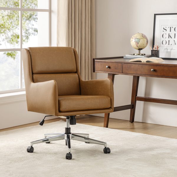 Duke Camel Faux Leather Ergonomic Home Office Chair 1