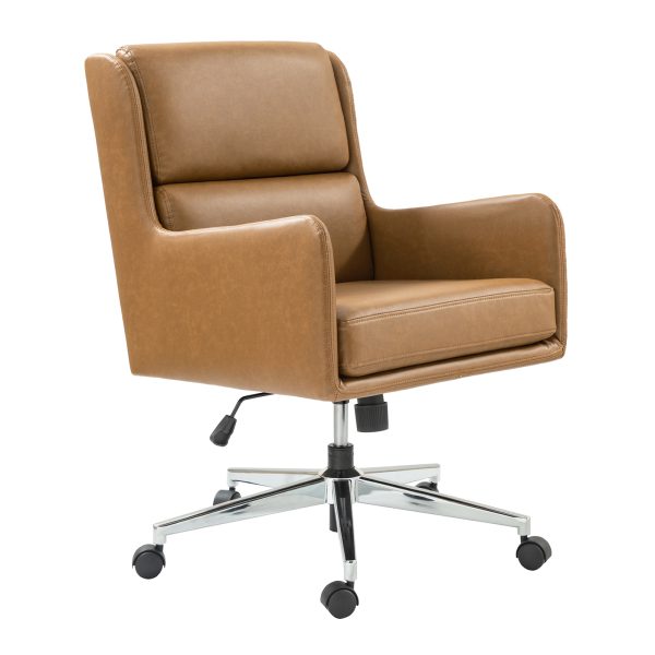 Duke Camel Faux Leather Ergonomic Home Office Chair