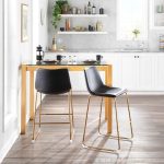 Duke Gold Metal Black Faux Leather Contemporary Counter Stools (Set of 2)