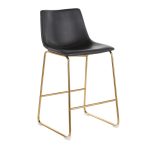 Duke Gold Metal Black Faux Leather Contemporary Counter Stools (Set of 2)