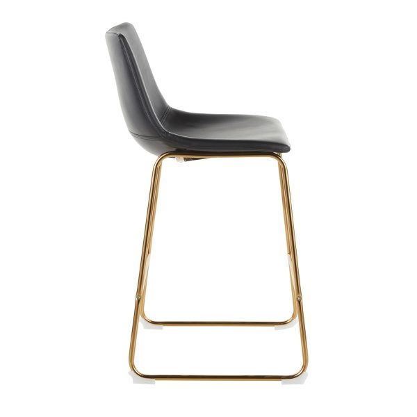 Duke Gold Metal Black Faux Leather Contemporary Counter Stools Set of 2 4