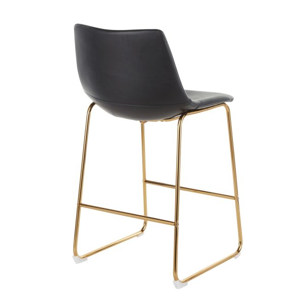Duke Gold Metal Black Faux Leather Contemporary Counter Stools Set of 2 5