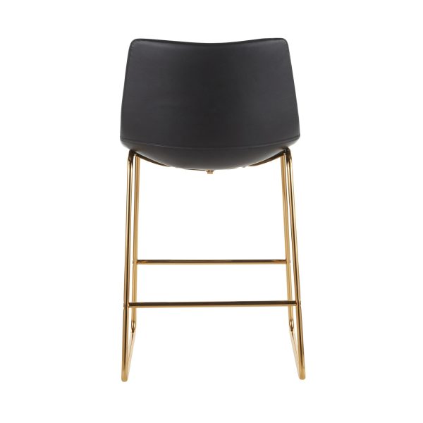Duke Gold Metal Black Faux Leather Contemporary Counter Stools Set of 2 6