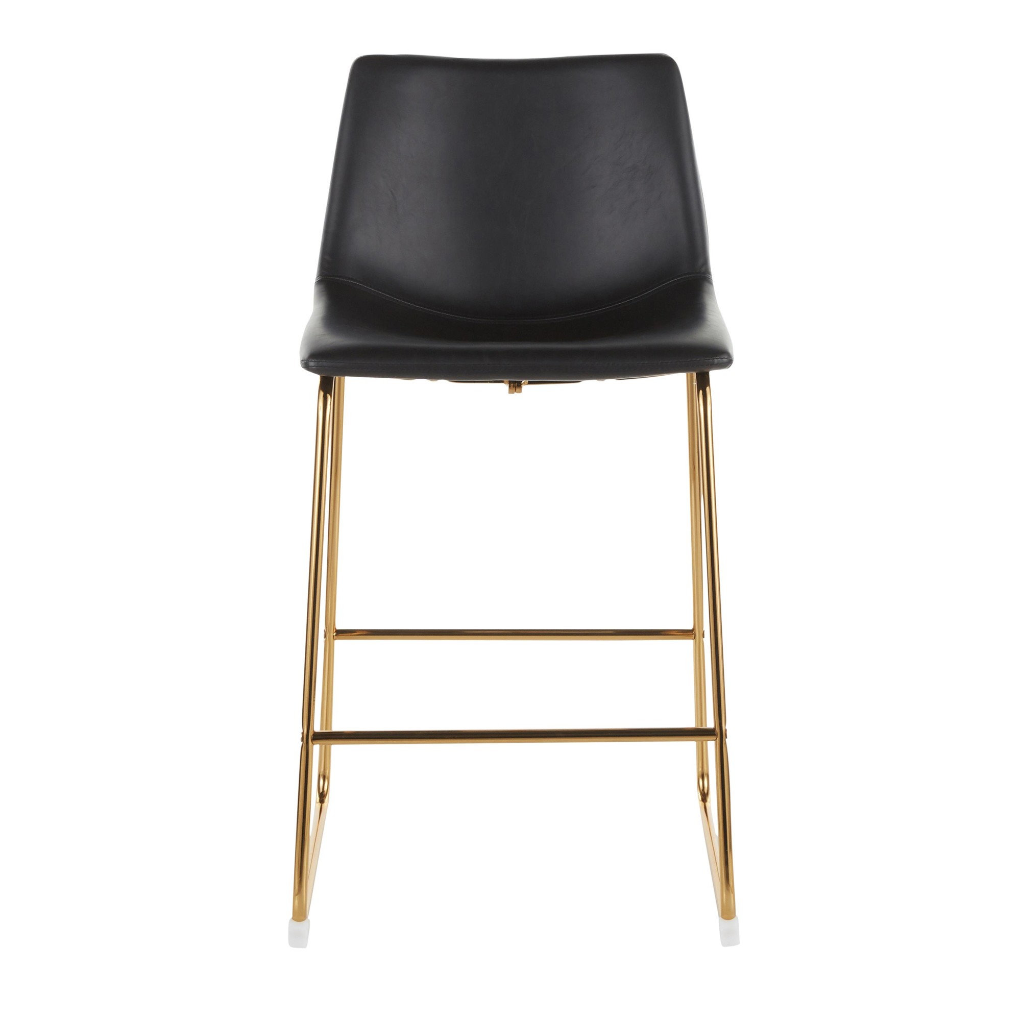 Duke Gold Metal Black Faux Leather Contemporary Counter Stools (Set of 2) 8 Duke Gold Metal Black Faux Leather Contemporary Counter Stools (Set of 2) - Image 8