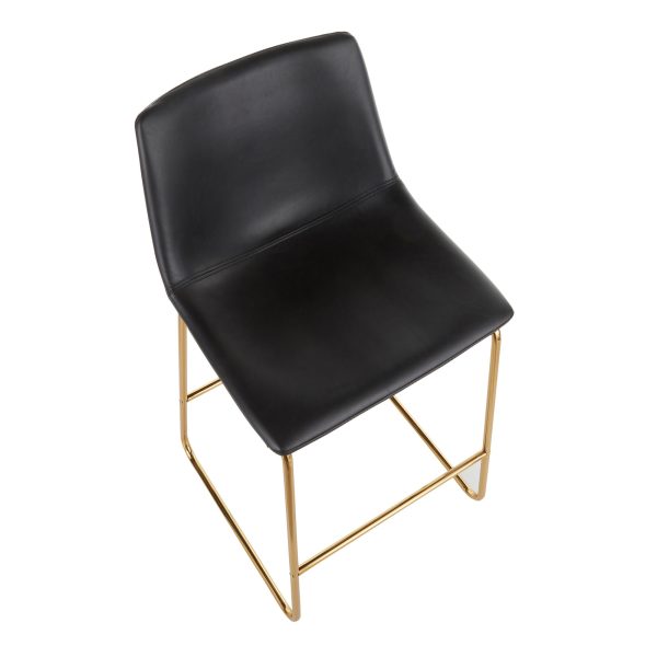 Duke Gold Metal Black Faux Leather Contemporary Counter Stools Set of 2 8