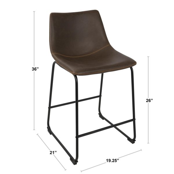 Duke Gold Metal Black Faux Leather Contemporary Counter Stools Set of 2 9