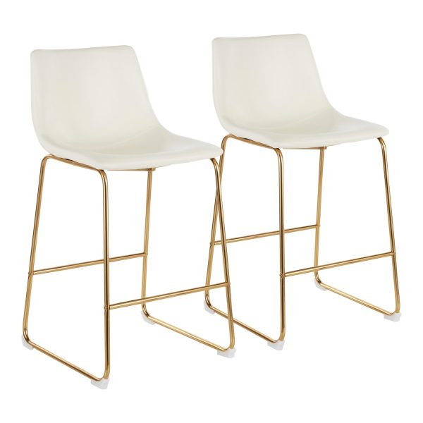 Duke Gold White Contemporary Counter Stools Set of 2 3