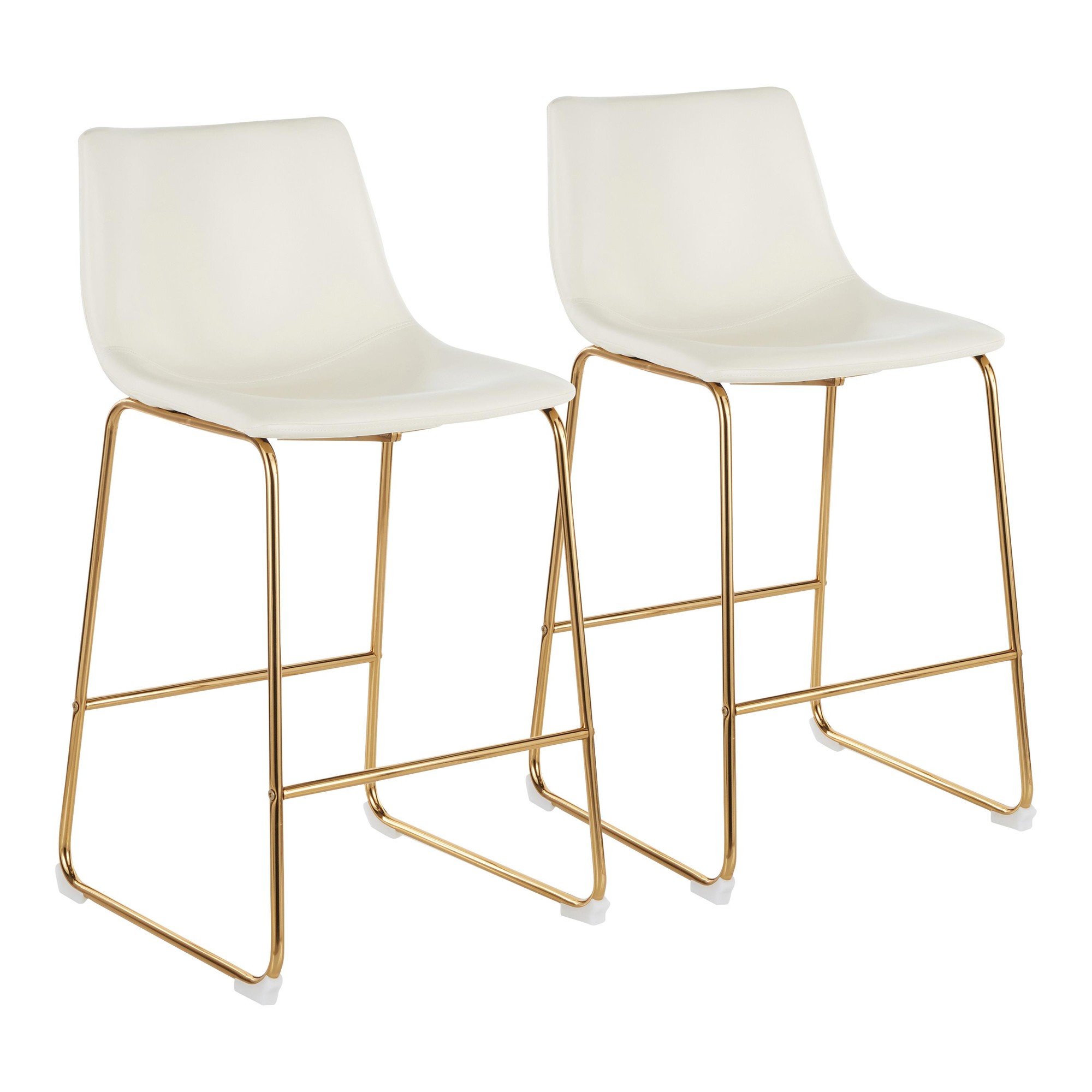 Duke Gold White Contemporary Counter Stools (Set of 2) 4 Duke Gold White Contemporary Counter Stools (Set of 2) - Image 4