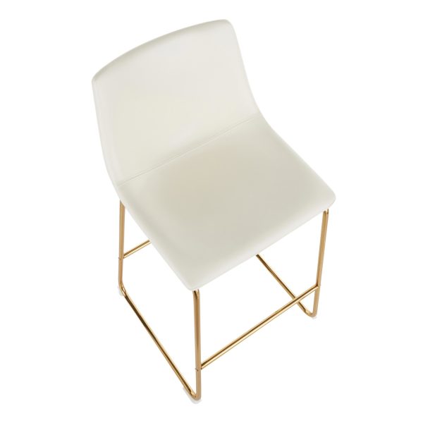 Duke Gold White Contemporary Counter Stools Set of 2 9