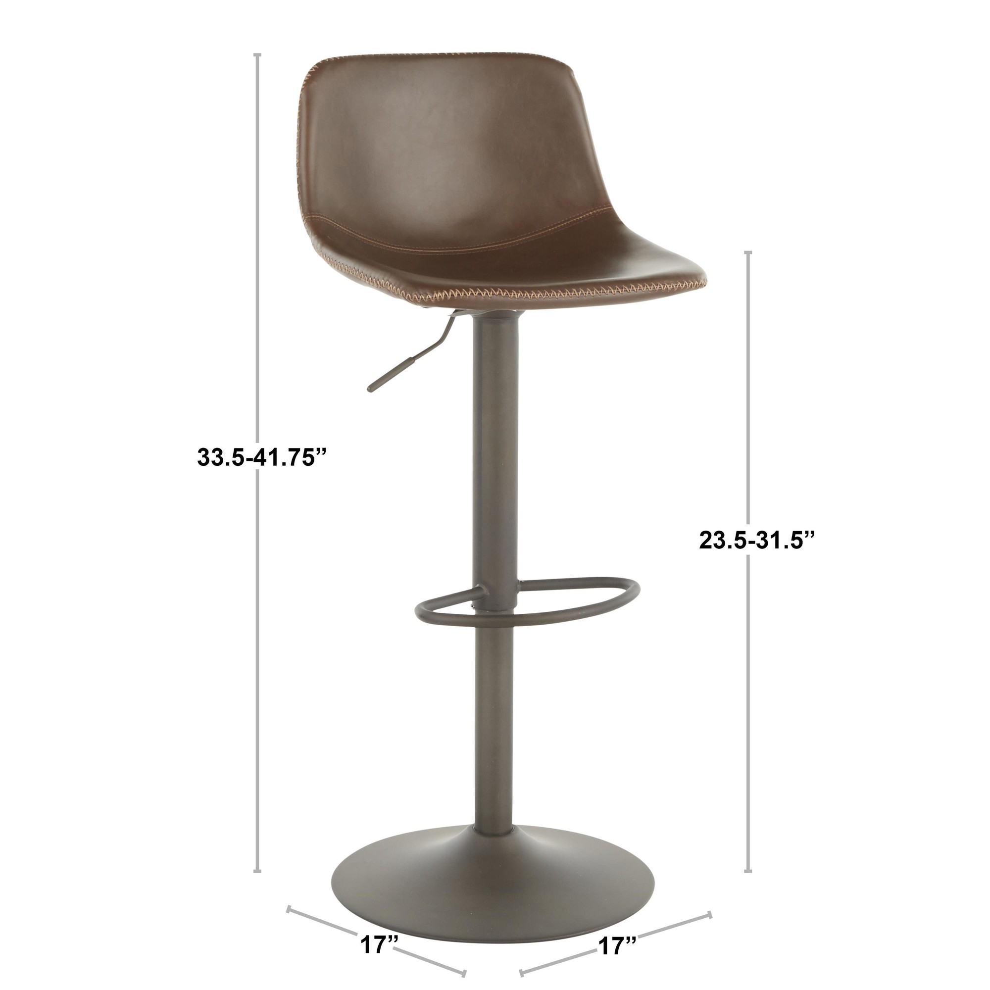 Duke Industrial Antique Metal Brown Faux Leather Adjustable Barstool (Set of 2) 13 Duke Industrial Antique Metal Brown Faux Leather Adjustable Barstool (Set of 2) - Image 13