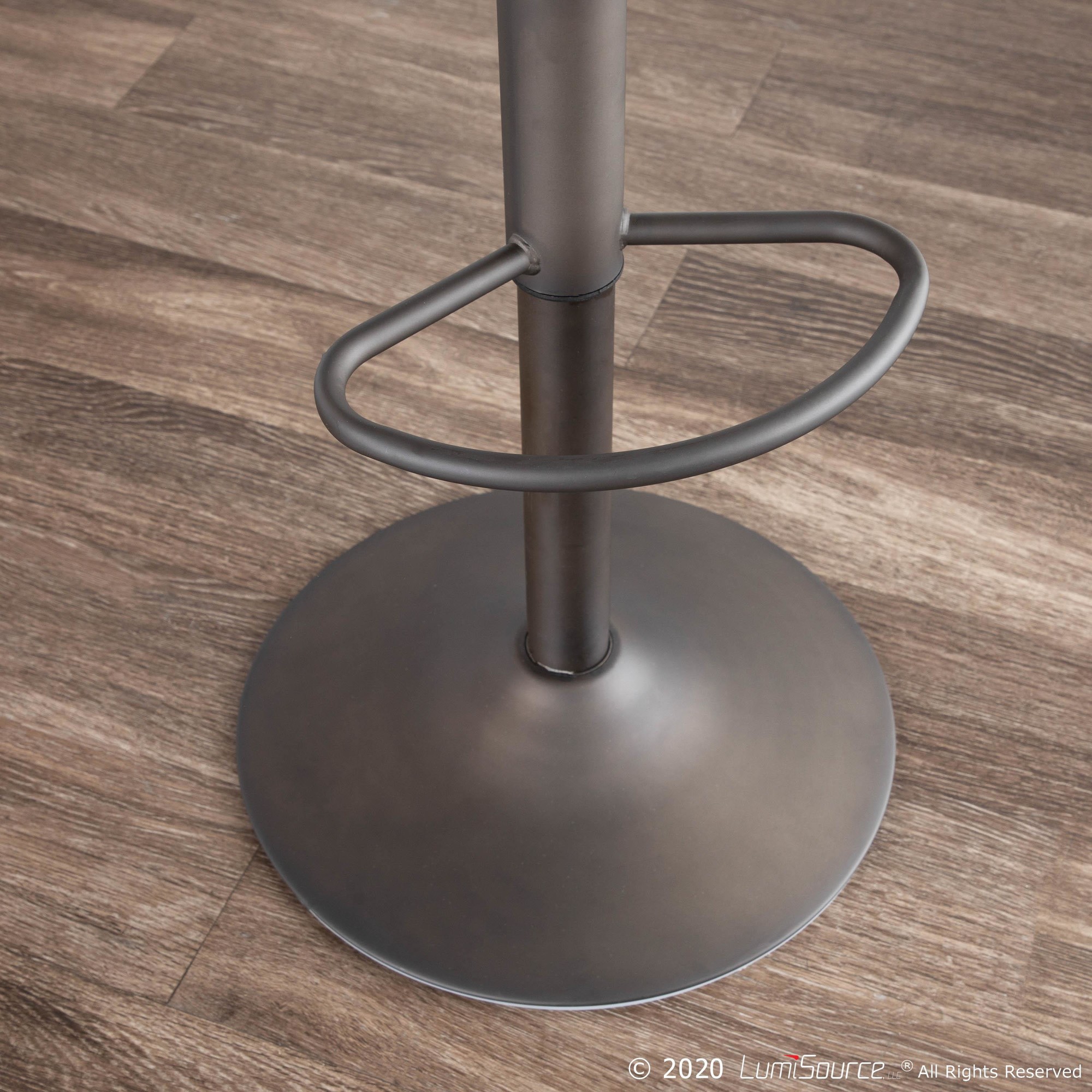 Duke Industrial Antique Metal Brown Faux Leather Adjustable Barstool (Set of 2) 4 Duke Industrial Antique Metal Brown Faux Leather Adjustable Barstool (Set of 2) - Image 4
