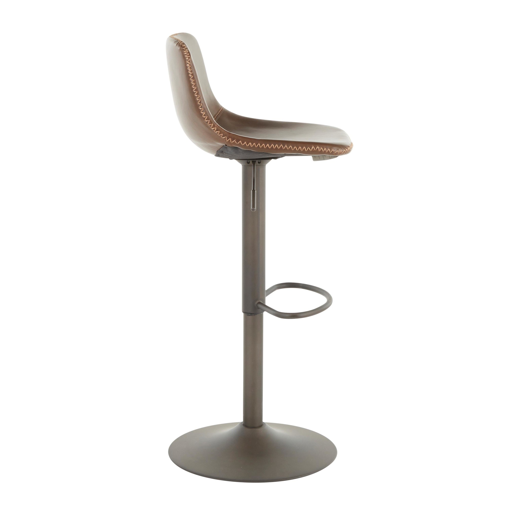 Duke Industrial Antique Metal Brown Faux Leather Adjustable Barstool (Set of 2) 7 Duke Industrial Antique Metal Brown Faux Leather Adjustable Barstool (Set of 2) - Image 7