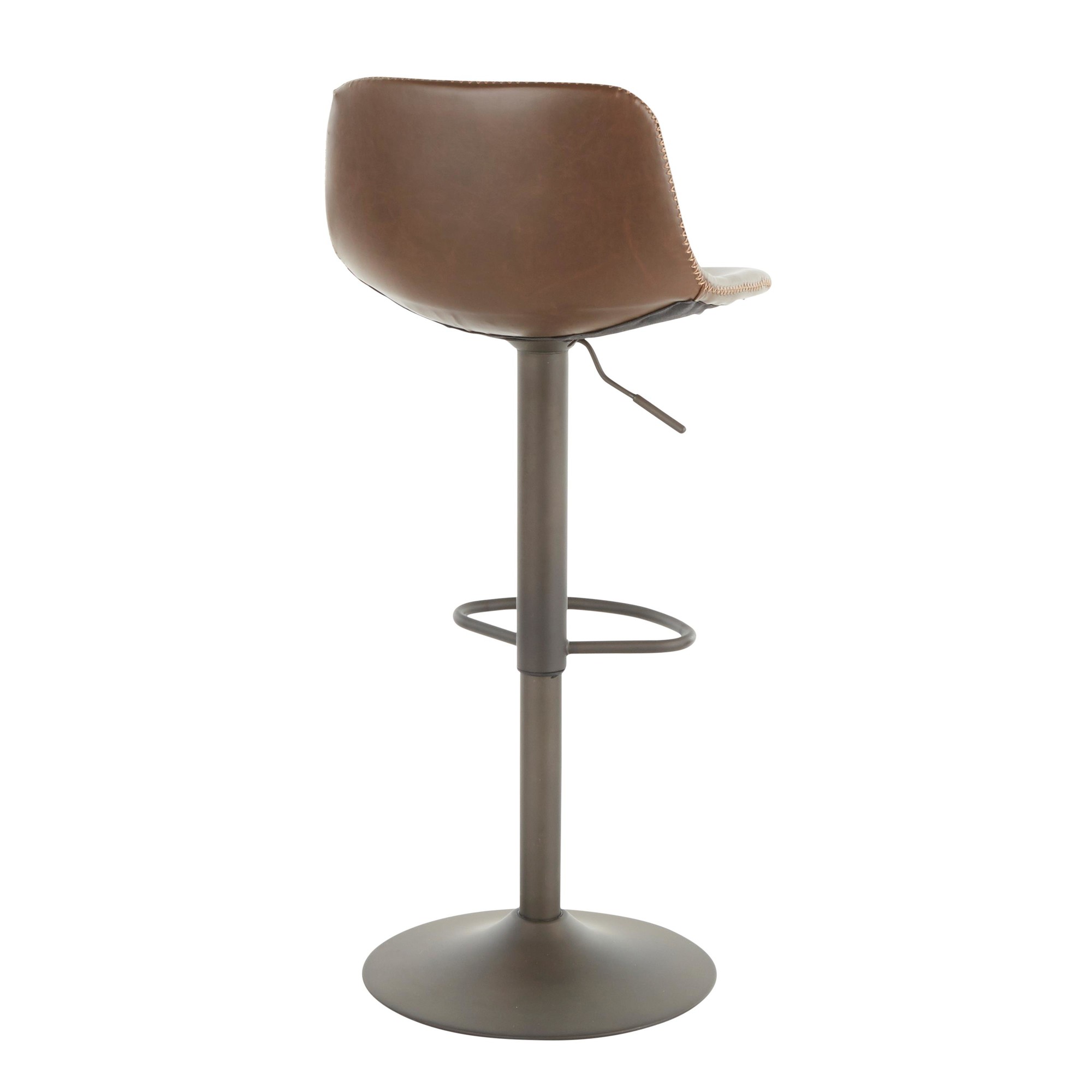 Duke Industrial Antique Metal Brown Faux Leather Adjustable Barstool (Set of 2) 8 Duke Industrial Antique Metal Brown Faux Leather Adjustable Barstool (Set of 2) - Image 8